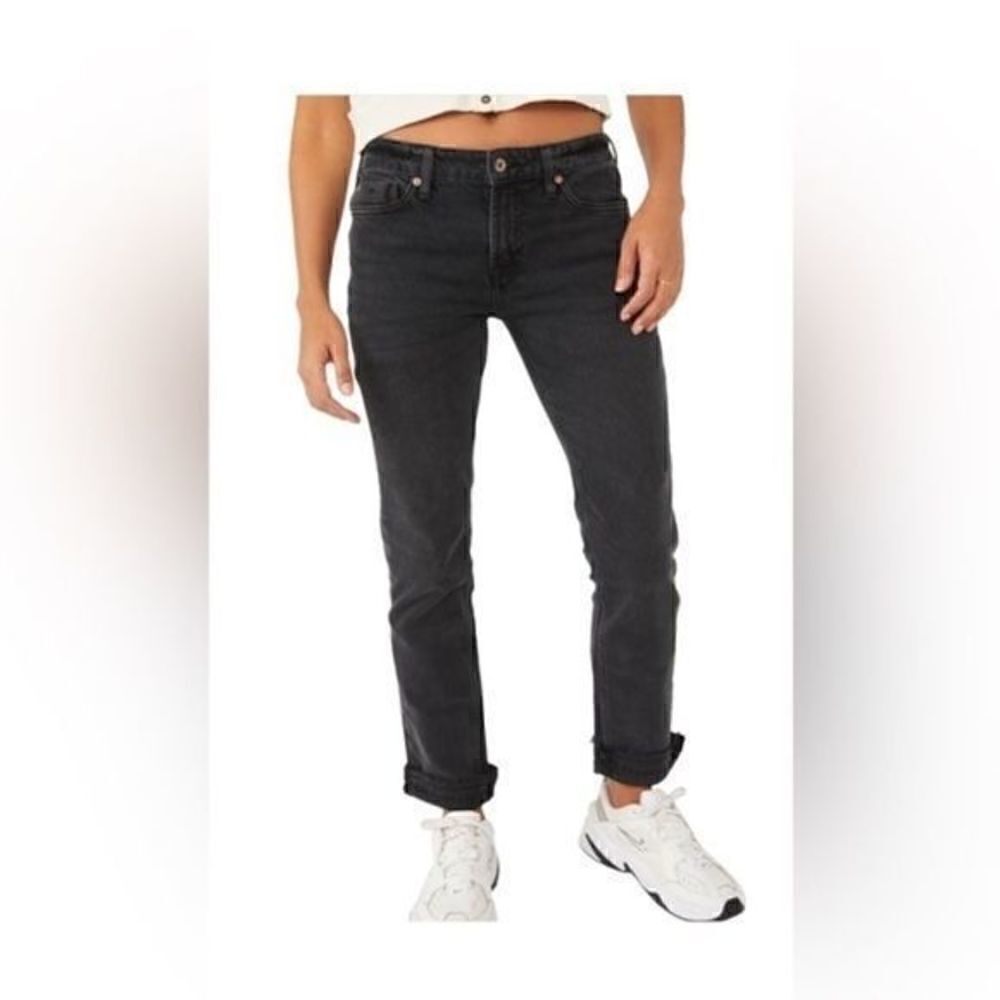Free People Slim Cuffed Boyfriend Jeans Faded Black sz 24 NWT - Picture 2 of 11